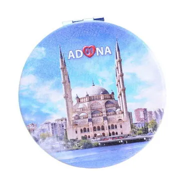 Adana Themed Customised Uv Printed Round Compact Mirror 72x11 mm - 5