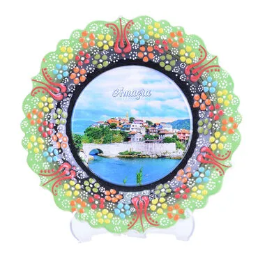 Toptan Amasra Temalı Çini Myros Resim Tabak 18 cm - 4