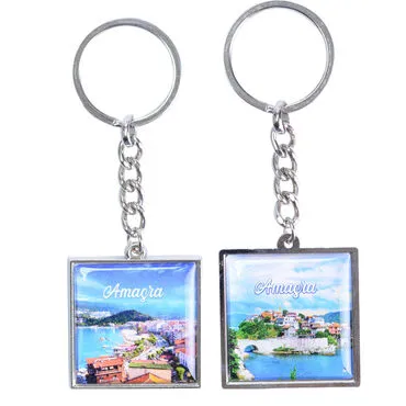 Amasra Themed Metal Square Shaped Double Sided Keychain 36x95 mm - 3