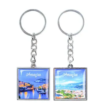 Amasra Themed Metal Square Shaped Double Sided Keychain 36x95 mm - 4