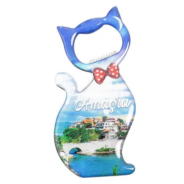 Amasra Themed Cat Shaped Metal Magnetic Bottle Opener 97x48 mm - 2