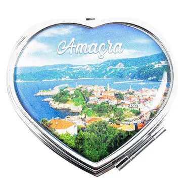 Toptan Amasra Temalı Myros Metal Kalp Ayna 70x65x8 mm - 2