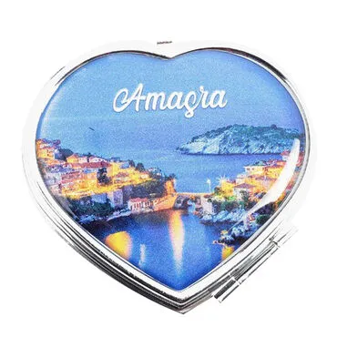 Toptan Amasra Temalı Myros Metal Kalp Ayna 70x65x8 mm - 3