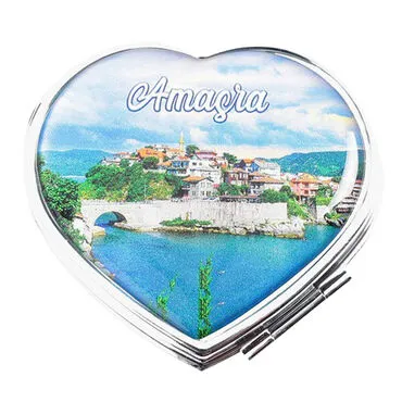 Toptan Amasra Temalı Myros Metal Kalp Ayna 70x65x8 mm - 5