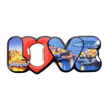 Amasra Themed Love Letter Shaped Metal Magnetic Opener 114x47 mm - 2