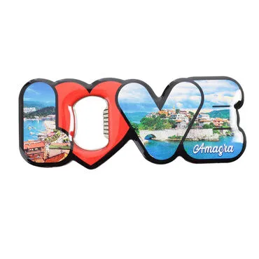 Amasra Themed Love Letter Shaped Metal Magnetic Opener 114x47 mm - 3
