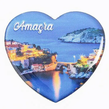 Amasra Themed Epoxy Dome Heart Souvenir Fridge Magnet 65x60 mm
