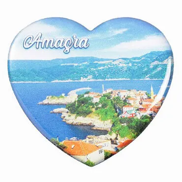 Amasra Themed Epoxy Dome Heart Souvenir Fridge Magnet 65x60 mm - 5