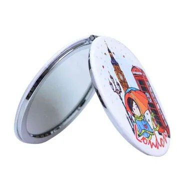 London Themed Customised Uv Printed Round Compact Mirror 72x11 mm - Standart - 2
