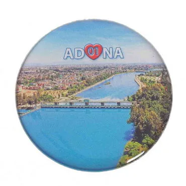 Adana Themed Epoxy Dome Round Souvenir Fridge Magnet 67 mm