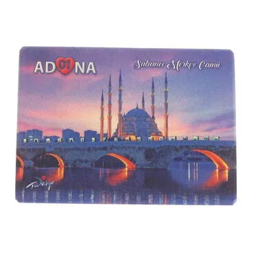 Adana Themed Wooden Uv Printed  Souvenir Fridge Magnet 93x68 mm