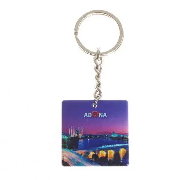 Adana Themed Customised Uv Printed Plastic Base Round Keyring 40x108 mm - 2