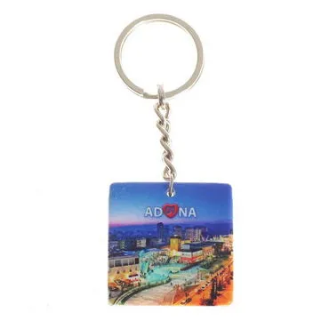 Adana Themed Customised Uv Printed Plastic Base Round Keyring 40x108 mm - 4