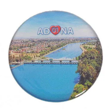Adana Themed Epoxy Dome Round Souvenir Fridge Magnet 67 mm - 2