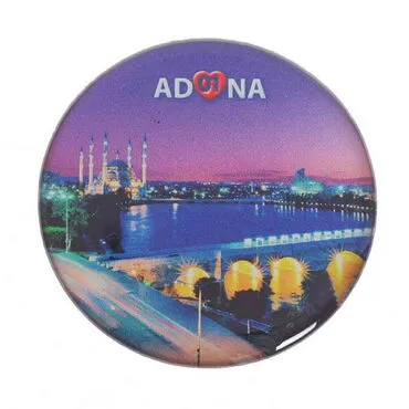 Adana Themed Epoxy Dome Round Souvenir Fridge Magnet 67 mm - 4