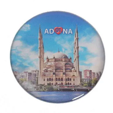 Adana Themed Epoxy Dome Round Souvenir Fridge Magnet 67 mm - 5