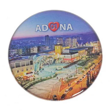 Adana Themed Epoxy Dome Round Souvenir Fridge Magnet 67 mm - 6