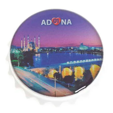 Adana Themed Round Cap Shaped Magnetic Bottle Opener 63x15 mm - 4
