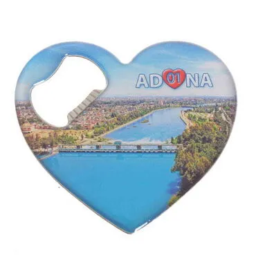 Adana Themed Heart Shaped Metal Magnetic Bottle Opener 85x76 mm - 3