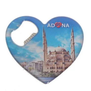 Adana Themed Heart Shaped Metal Magnetic Bottle Opener 85x76 mm - 4