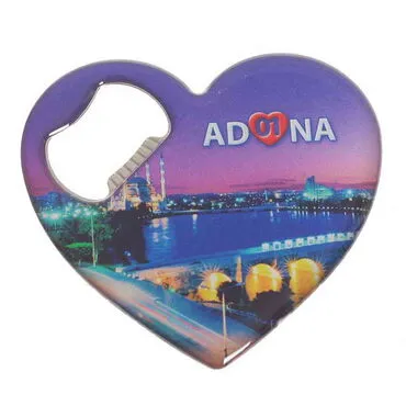 Adana Themed Heart Shaped Metal Magnetic Bottle Opener 85x76 mm - 5