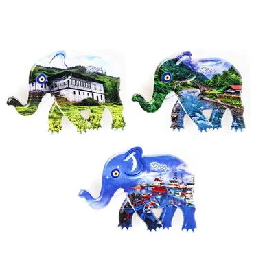 Rize Themed Customised UV Printed Plastic Base Elephant Shaped  Fridge Magnet 86x62 mm - 3