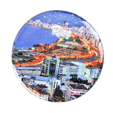 Rize Themed Epoxy Dome Round Souvenir Fridge Magnet 67 mm - 8