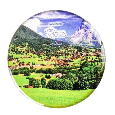 Rize Themed Epoxy Dome Round Souvenir Fridge Magnet 67 mm - 12