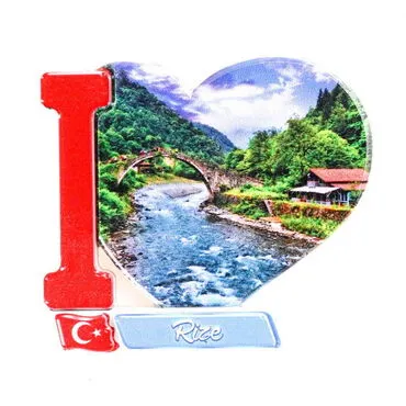 Rize Themed Customised UV Printed Plastic Base Heart Shaped Fridge Magnet 86x62 mm - 4