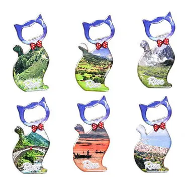 Rize Themed Cat Shaped Metal Magnetic Bottle Opener 97x48 mm - 3