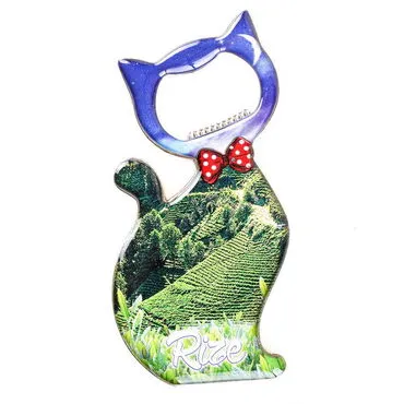 Rize Themed Cat Shaped Metal Magnetic Bottle Opener 97x48 mm - 4