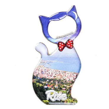 Rize Themed Cat Shaped Metal Magnetic Bottle Opener 97x48 mm - 5