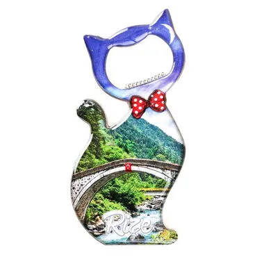 Rize Themed Cat Shaped Metal Magnetic Bottle Opener 97x48 mm - 7