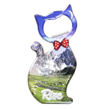 Rize Themed Cat Shaped Metal Magnetic Bottle Opener 97x48 mm - 8