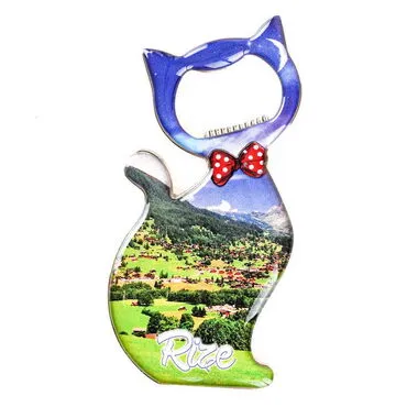 Rize Themed Cat Shaped Metal Magnetic Bottle Opener 97x48 mm - 9
