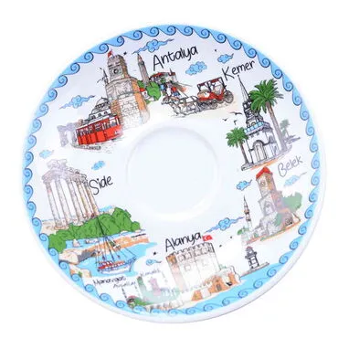Toptan Antalya Bölgesi Temalı Baskılı Porselen İkili Kahve Takımı - 4