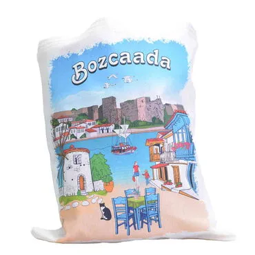 Bozcaada Themed Digital Printed Tote Bag 35x40 cm - 01 - 2