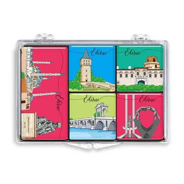 Edirne Themed Epoxy Dome Souvenir Fridge Magnet Set of 5 pcs - 3