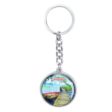 Sapanca Themed Metal Double Sided Round Keychain 40x95 mm