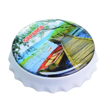 Sapanca Themed Round Cap Shaped Magnetic Bottle Opener 63x15 mm - 2