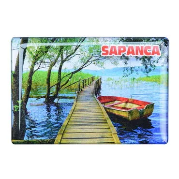 Sapanca Themed Epoxy Dome Rectangle Souvenir Fridge Magnet 80x55 cm - 3