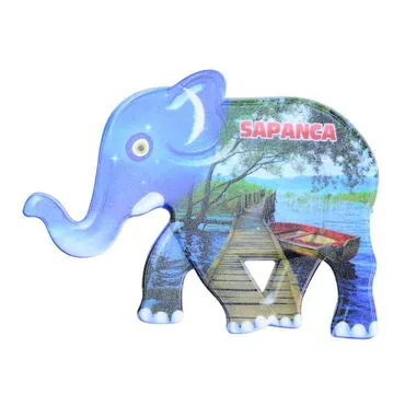 Sapanca Themed Customised UV Printed Plastic Base Elephant Shaped  Fridge Magnet 86x62 mm - 3