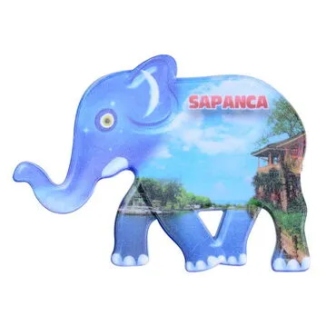 Sapanca Themed Customised UV Printed Plastic Base Elephant Shaped  Fridge Magnet 86x62 mm - 4