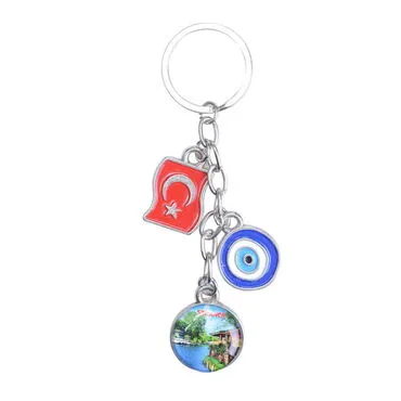Sapanca Themed Metal Evil Eye Enamel Keychain - 2