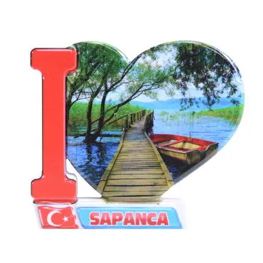 Sapanca Themed Customised UV Printed Plastic Base Heart Shaped Fridge Magnet 86x62 mm - 3