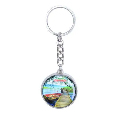 Sapanca Themed Metal Double Sided Round Keychain 40x95 mm - 2