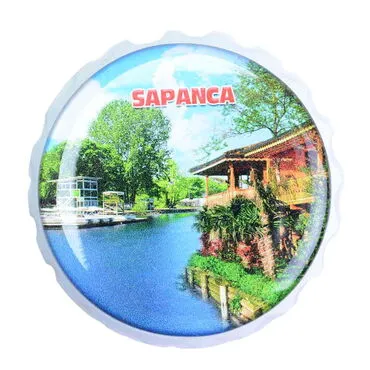 Sapanca Themed Round Cap Shaped Magnetic Bottle Opener 63x15 mm - 3