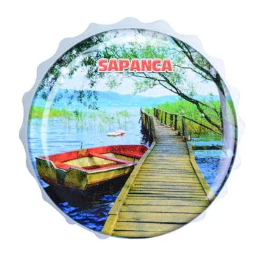 Sapanca Themed Round Cap Shaped Magnetic Bottle Opener 63x15 mm - 4