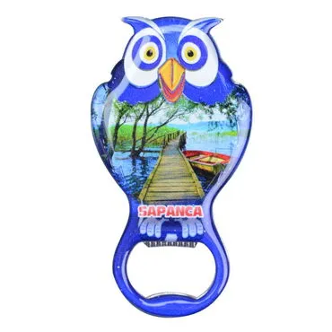 Sapanca Themed Owl Shaped Metal Magnetic Bottle Opener 88x47 mm - 3