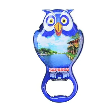 Sapanca Themed Owl Shaped Metal Magnetic Bottle Opener 88x47 mm - 4